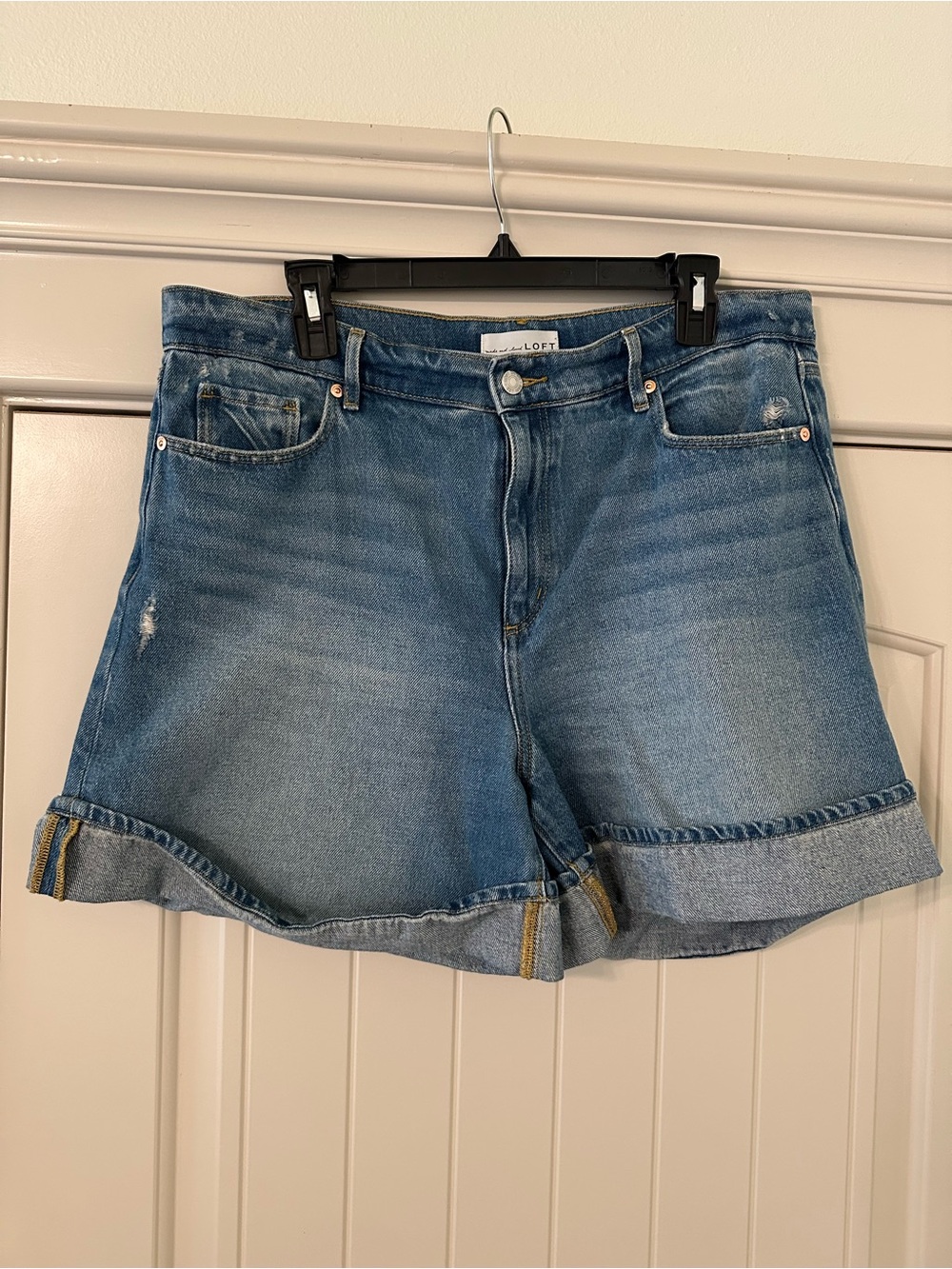LOFT Light Blue Rolled-Hem Denim Shorts